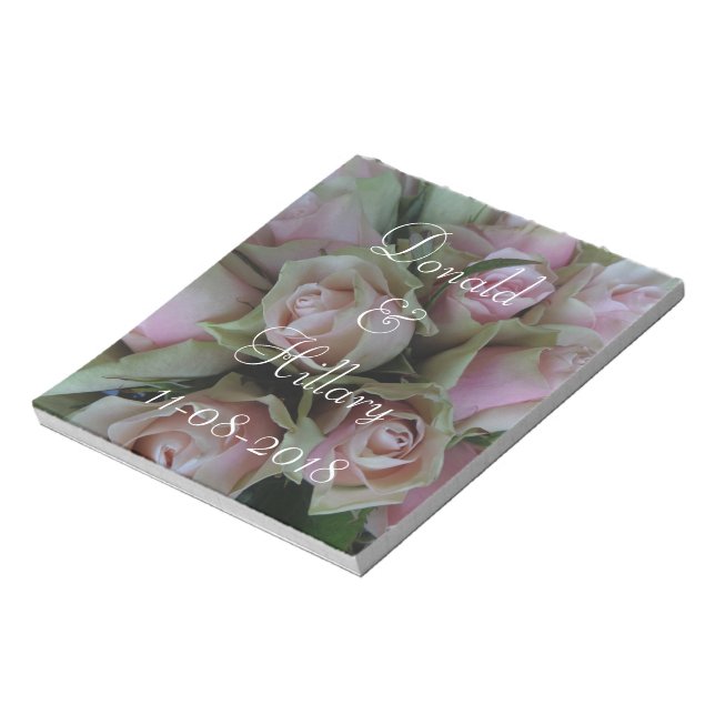 Bloc De Notas Donald y Hillary Boda con fecha novia gracias (Lado Izquierdo)