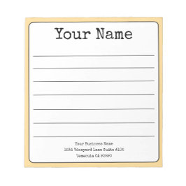 Bloc De Notas Dorado Amarillo Retro Agrega Tu Nombre Rayado