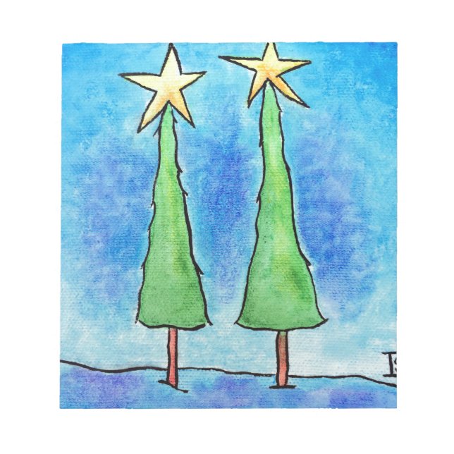 Bloc De Notas Dos árboles de Navidad altos (Frente)
