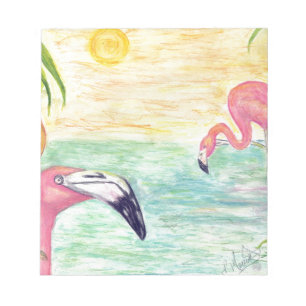 Bloc De Notas Dos flamencos de Florida arte acuarela