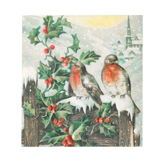 Bloc De Notas Dos robos en una valla en la nieve (Frente)