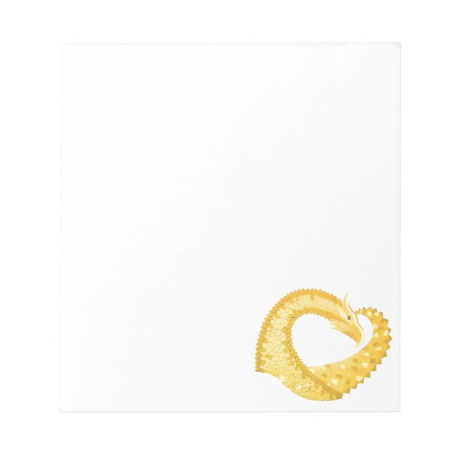 Bloc De Notas Dragón amarillo del corazón en blanco (Frente)