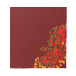 Bloc De Notas Dragón de China diseño rojo y dorado