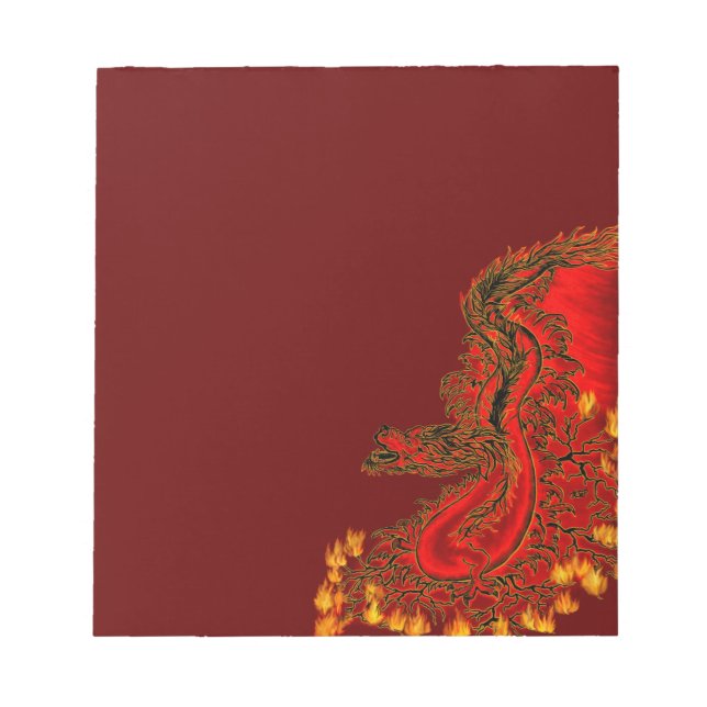 Bloc De Notas Dragón de China diseño rojo y dorado (Frente)