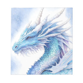 Bloc De Notas Dragón de hielo en acuarela azul claro