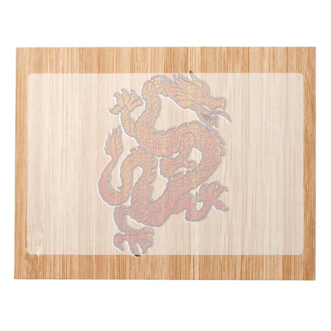 Bloc De Notas Dragón Oriental Rojo estilo Bamboo (Frente)