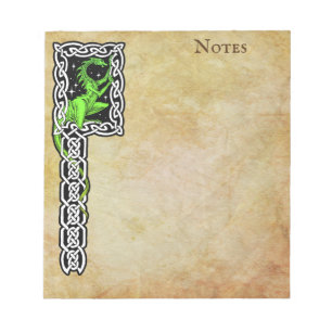 Bloc De Notas Dragón verde con borde celta