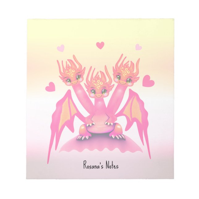 Bloc De Notas Dragones rosados lindos (Frente)