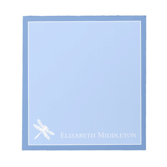 Bloc De Notas Dragonfly azul y blanco personalizado (Frente)