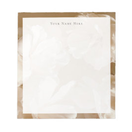 Bloc De Notas Dreamy beige and White Floral Personalized Notepad