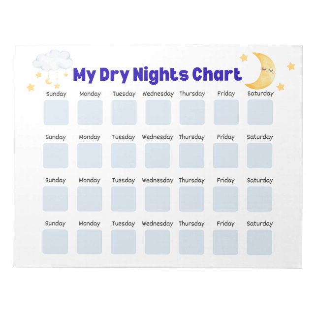 Bloc De Notas Dry Nights Sticker Chart: Bedwetting Tracker, Pott (Frente)