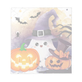 Bloc De Notas Dulce Fantasma de Halloween con Sombrero de Bruja