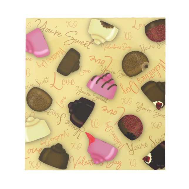 Bloc De Notas Dulce San Valentín - Patrón El día de San Valentín (Frente)