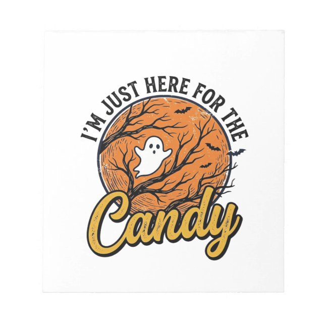 Bloc De Notas Dulces de Halloween Fantasma Diseño Vectorial Vint (Frente)