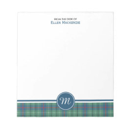 Bloc De Notas Duncan Clan Antiguo Tartan Monograma Pad