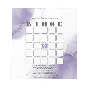 Bloc De Notas Dusty Amethyst Marble Baby Shower Bingo