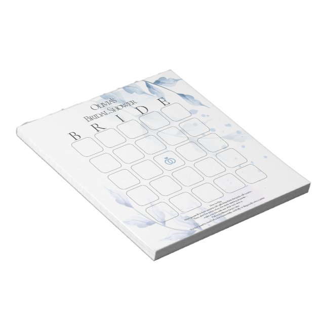 Bloc De Notas Dusty Blue and Pale Lilac Foliage Bridal Bingo (Lado Derecho)
