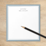 Bloc De Notas Dusty Blue Minimalista Monograma regalo de profeso<br><div class="desc">Diseño moderno de borde minimalista en una variedad de colores de tendencia. Personalízalo con tu nombre monograma u otro texto personalizado. Utilice las herramientas de diseño para elegir sus propias fuentes y colores de fondo. Una idea de regalo sencilla y discreta para profesores o papelería personal para todo aquel que...</div>