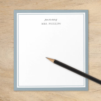 Bloc De Notas Dusty Blue Minimalista Monograma regalo de profeso