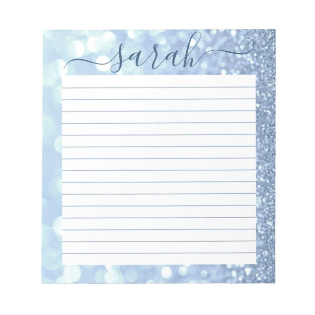 Bloc De Notas Dusty Blue Purpurina Lined Personalizado (Frente)