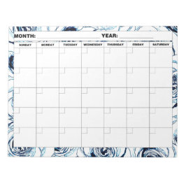 Bloc De Notas Dusty Blue Rosas Blank Calendario