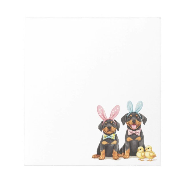 Bloc De Notas Easter Rottweiler Dogs Bunny Ears (Frente)