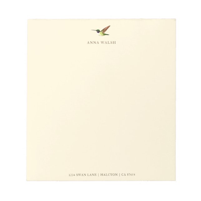 Bloc De Notas Ecru Hummingbird Notepad (Frente)
