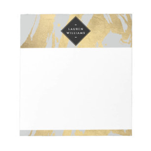 Bloc De Notas Edgy Faux Gold Brushstrots on Grey