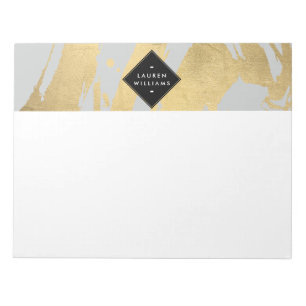 Bloc De Notas Edgy Faux Gold Brushstrots on Grey
