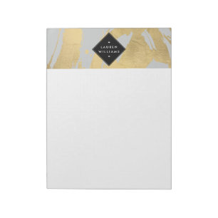 Bloc De Notas Edgy Faux Gold Brushstrots on Grey