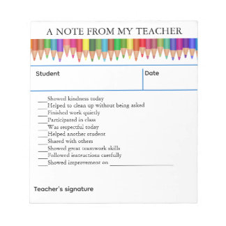 Bloc De Notas Editable Crayons Positive Note From My Teacher