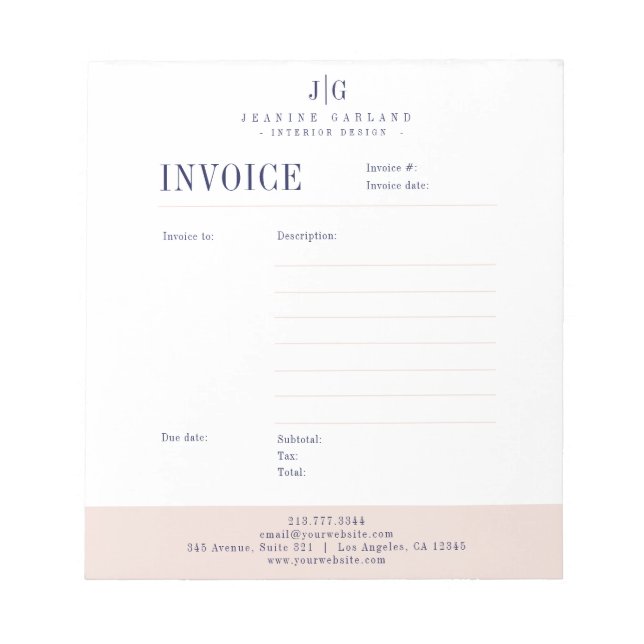 Bloc De Notas  Editable Professional Invoice Business Order Form (Frente)