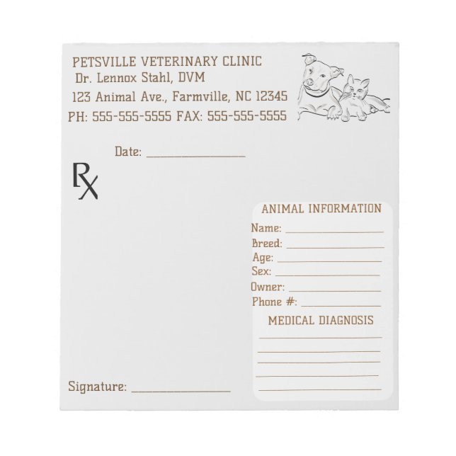 Bloc De Notas Editable Veterinary Dog and Cat Prescription  (Frente)