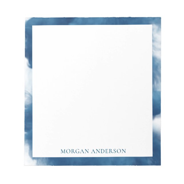 Bloc De Notas efecto humo monograma de moda azul (Frente)