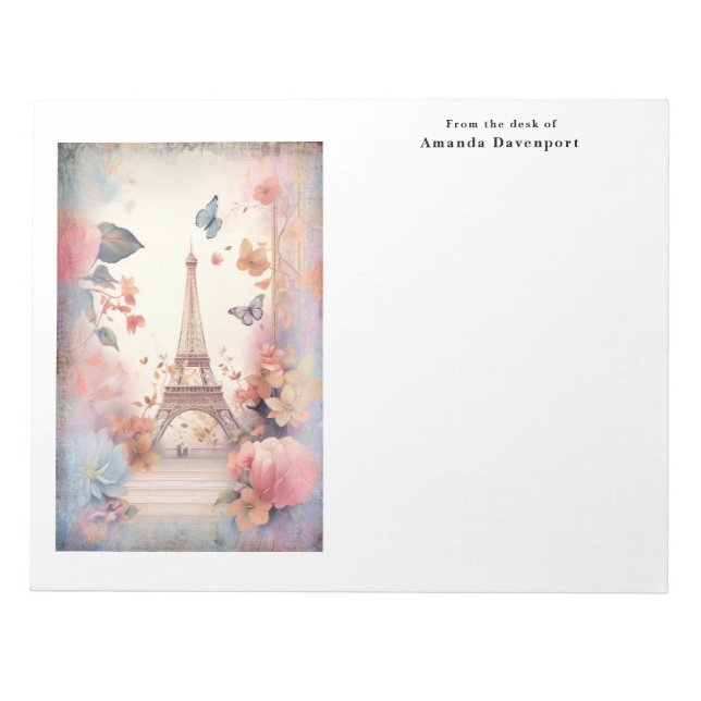 Bloc De Notas Eiffel Tower Butterflies and Flowers (Frente)