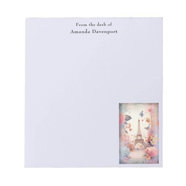 Bloc De Notas Eiffel Tower Butterflies and Flowers (Frente)