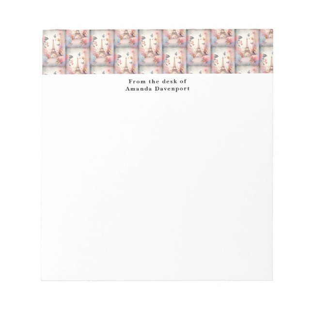 Bloc De Notas Eiffel Tower Butterflies and Flowers Pattern (Frente)