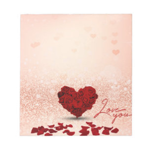 Bloc De Notas El día de San Valentín Rosa Heart Bouquet - Notepa
