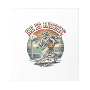 Bloc De Notas Él es camisa religiosa de baloncesto vintage Rizzi