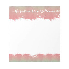 Bloc De Notas El futuro Sra. Bride Boda Monograma Verde Rosa