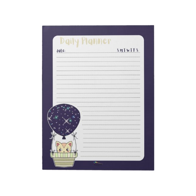 Bloc De Notas El globo azul oscuro Kitty Daily Planner (Lado Izquierdo)