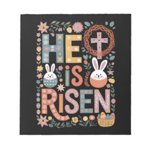 Bloc De Notas Él ha resucitado Jesús Floral Cute Easter Bunny Ra