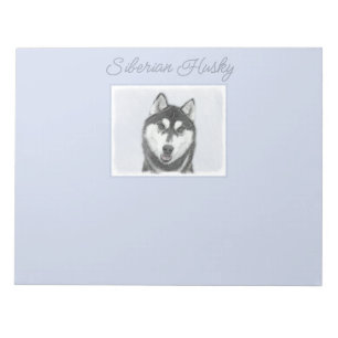 Bloc De Notas El Husky Siberiano (blanco y negro) pinta arte de