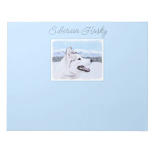 Bloc De Notas El Husky Siberiano (Plata y Blanco) Pintura de art