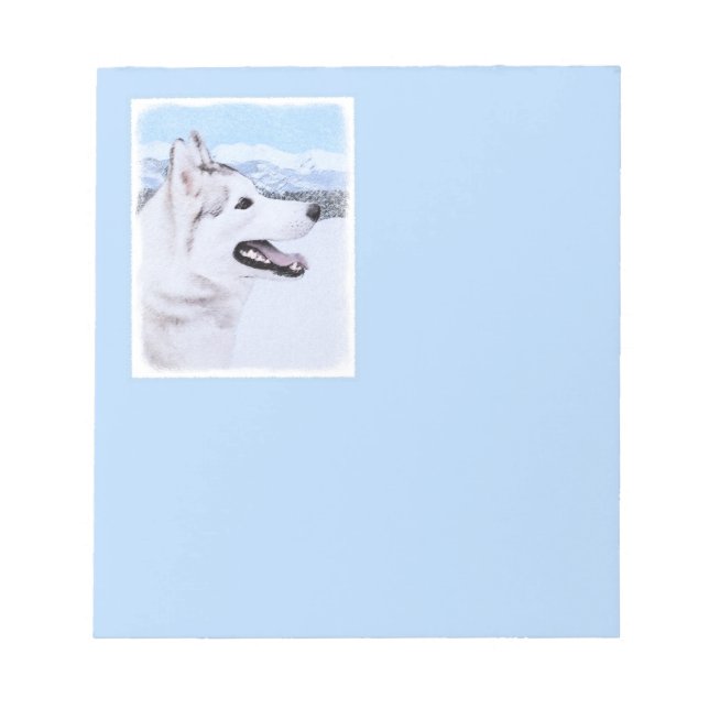Bloc De Notas El Husky Siberiano (Plata y Blanco) Pintura de art (Frente)