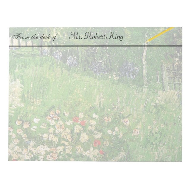 Bloc De Notas El jardín de Daubigny, Vincent Van Gogh. (Frente)