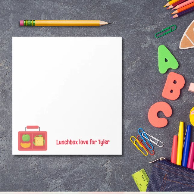 Bloc De Notas El Lunchbox personalizado: notas de amor de vuelta (Personalized lunchbox love note for back to school)