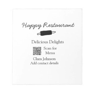 Bloc De Notas El menú de exploración de nombres de restaurantes