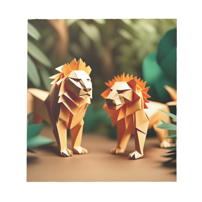 Bloc De Notas El monarca del origami de la jungla: un león majes (Frente)