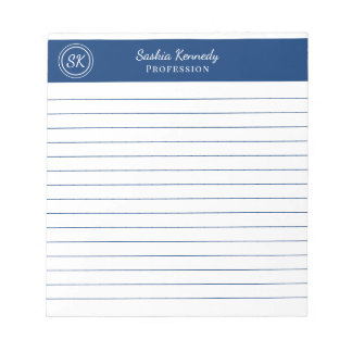 Bloc De Notas El Monograma de la Marina Simplemente Elegante